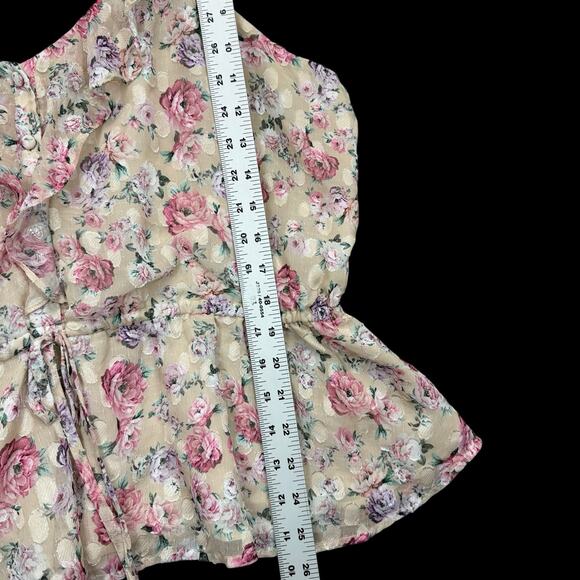 Express Babydoll Top XL Floral Lined Adjustable Straps Boho Ruffle Cottagecore - Picture 4 of 8